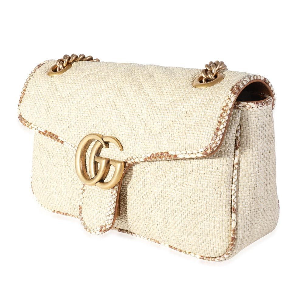 Gucci Matelass Raffia & Python Trim Gg Marmont Sm… - image 2